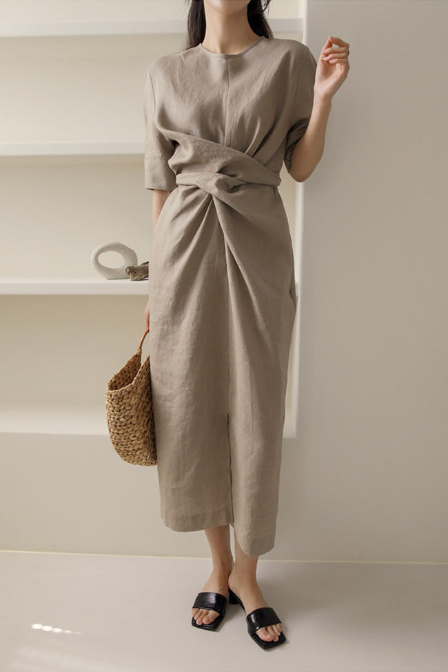 Cotton & Linen Wrap-around Dress