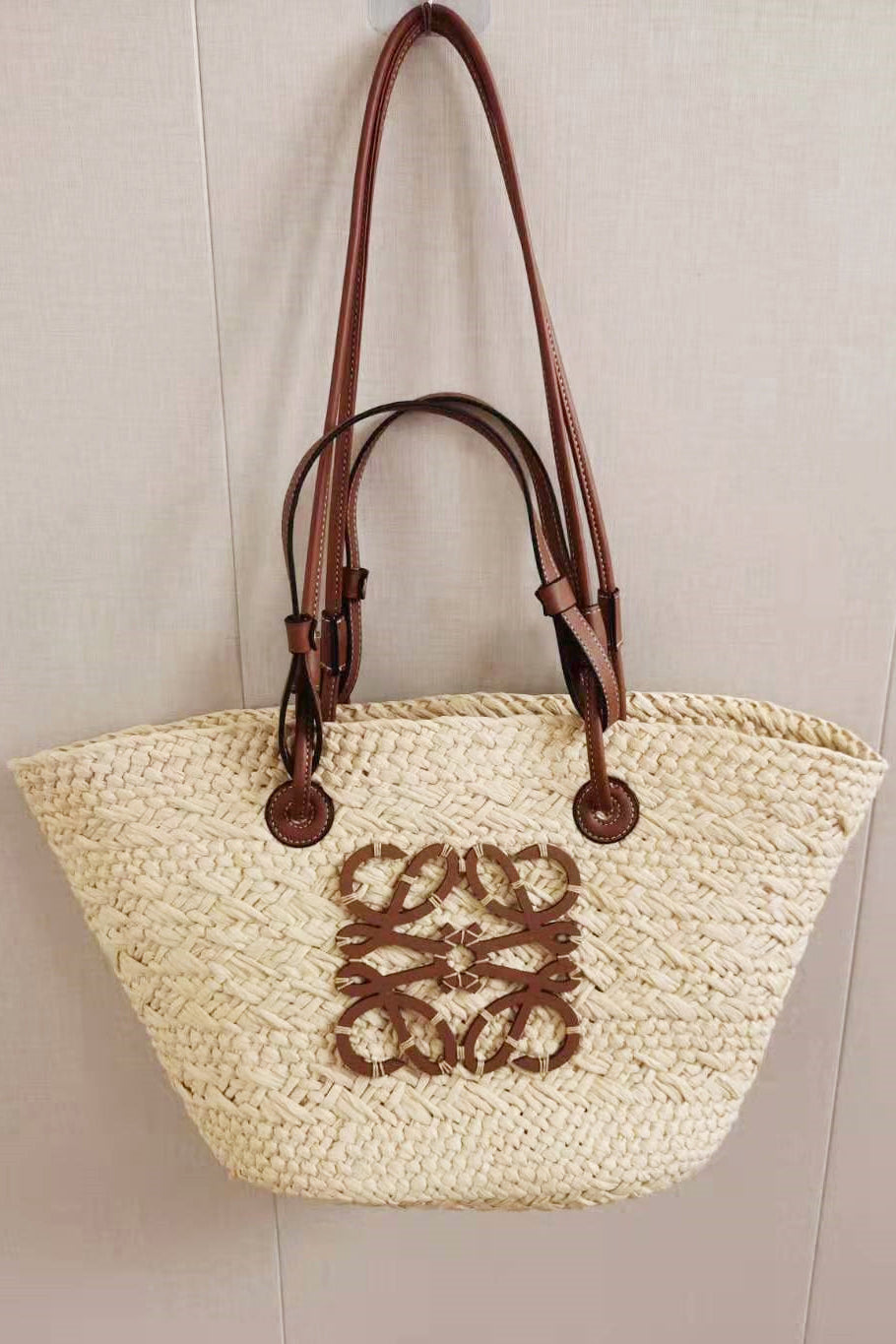 Loewe-style Papyrus Handwoven Tote Bag & Corn Husk Handwoven Clutch