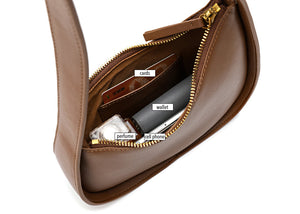 The-Row-style Half Moon Leather Shoulder Bag