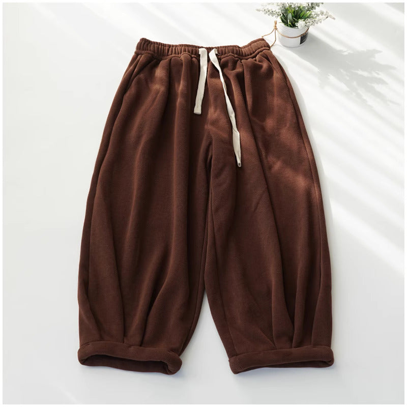 Loose-fit Thick-cotton Cuffed Pants