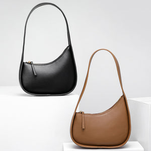 The-Row-style Half Moon Leather Shoulder Bag