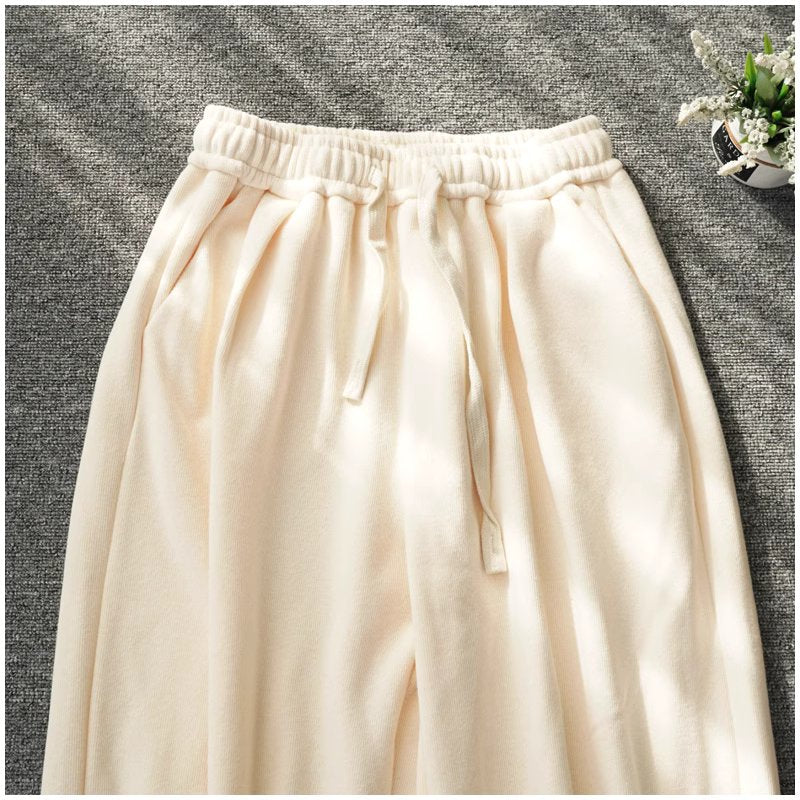 Loose-fit Thick-cotton Cuffed Pants