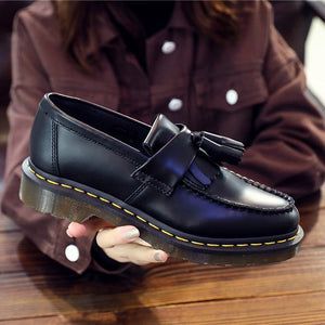 Dr. Martens Adrian Yellow Stitch Leather Tassel Loafers (UA)