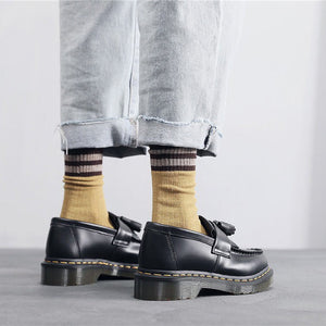 Dr. Martens Adrian Yellow Stitch Leather Tassel Loafers (UA)