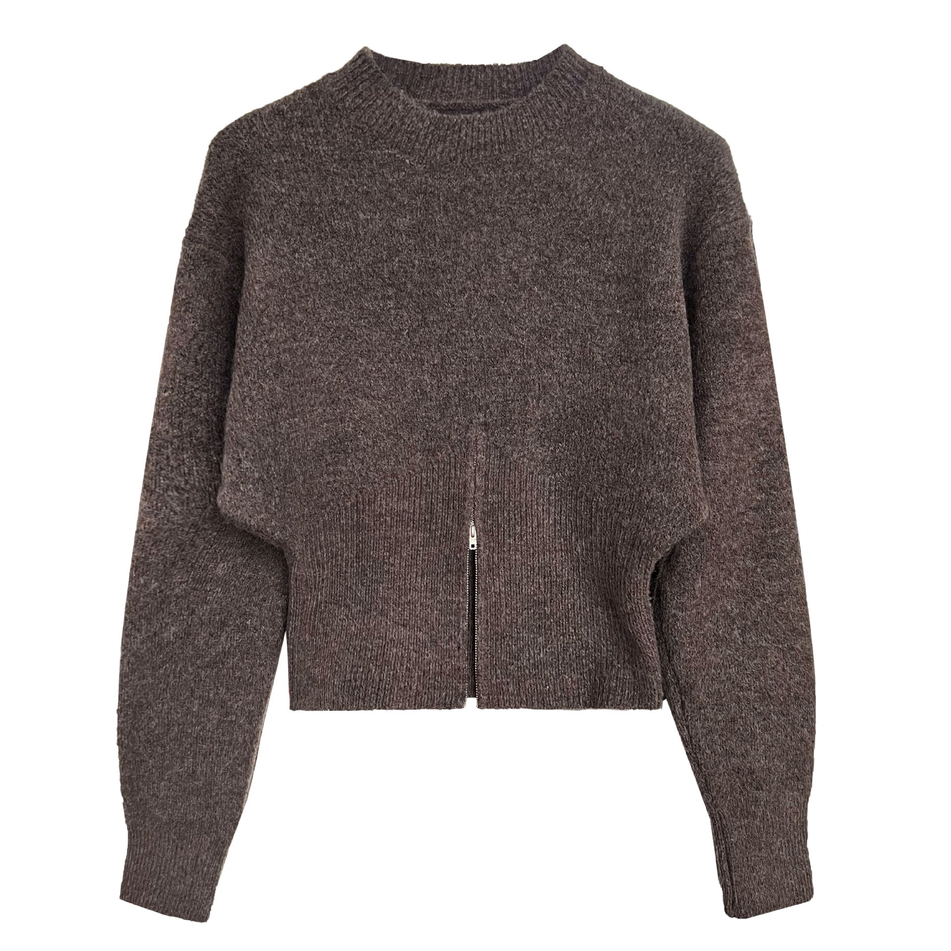 Zipper-slit Sweater