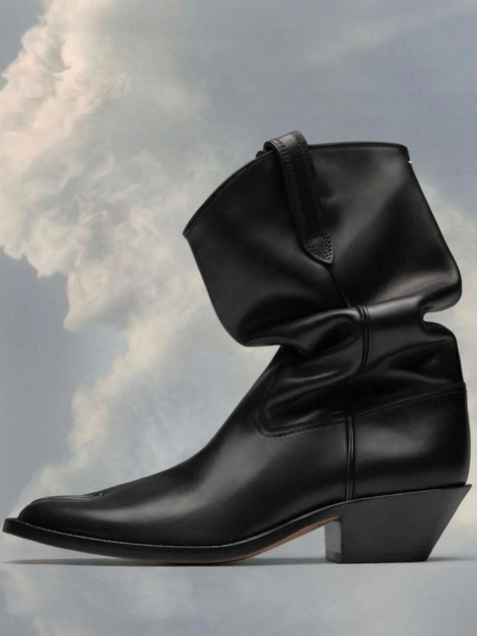 MM6-style Tabi Ruched Western Boots