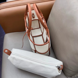 Bottega-Veneta-style Arco Canvas Tote Bag