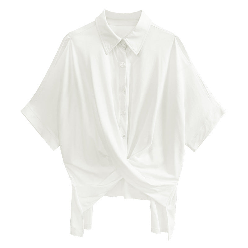 Wrap-around Short-sleeved Shirt