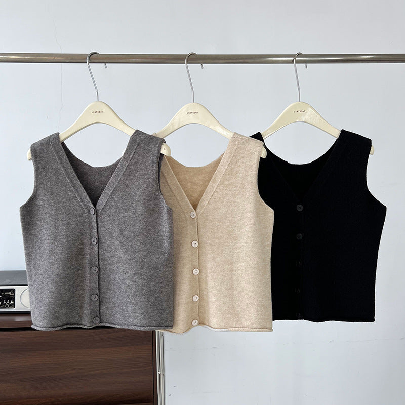 Knit Vest & Long Cardigan 2-piece Set