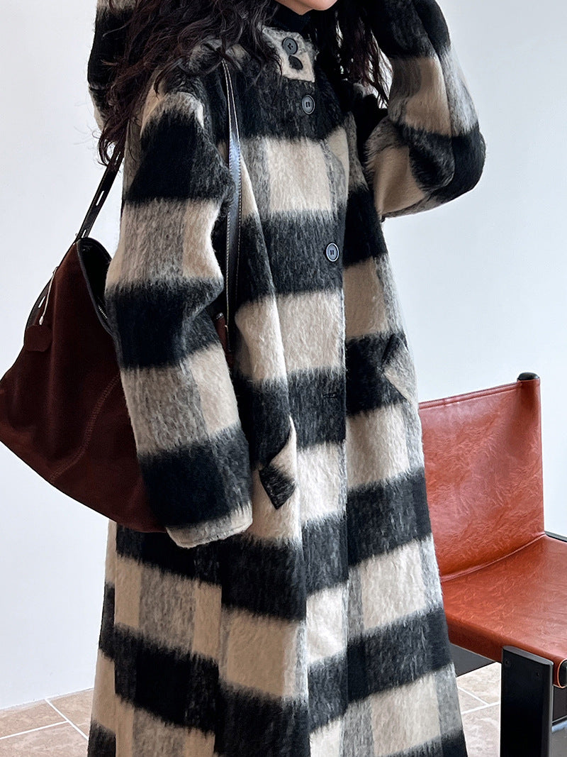 Wool-blend Plaid Coat