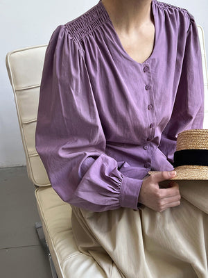 Tie-waist Puff-sleeve Shirt - UK 10 - SHIPS TO THE UK ONLY