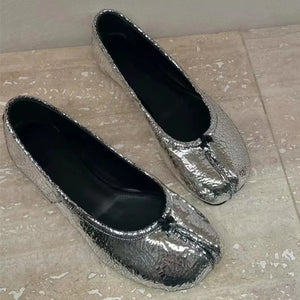 Mirror-silver Tabi Ballerinas
