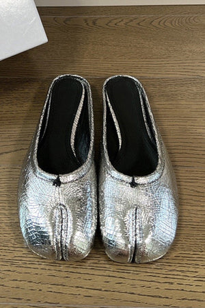 Mirror-silver Tabi Ballerinas