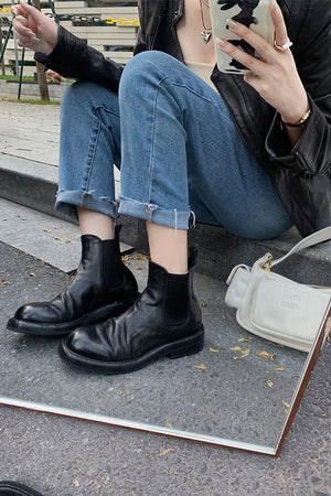 Crinkled-Effect Leather Chelsea Boots - SIZE UK 4 - SHIPS TO THE UK ONLY