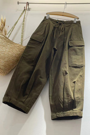 Thick-cotton Cuffed Cargo Pants
