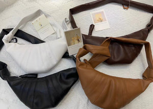 Lemaire-style Croissant Leather Cross Body Bag in White - CLEARANCE SALE 30% OFF - SHIPS TO THE UK ONLY