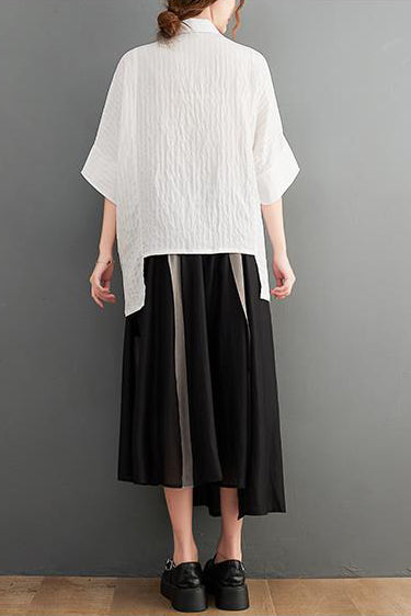 Wrap-around Shirt & Asymmetric Skirt 2-piece Set