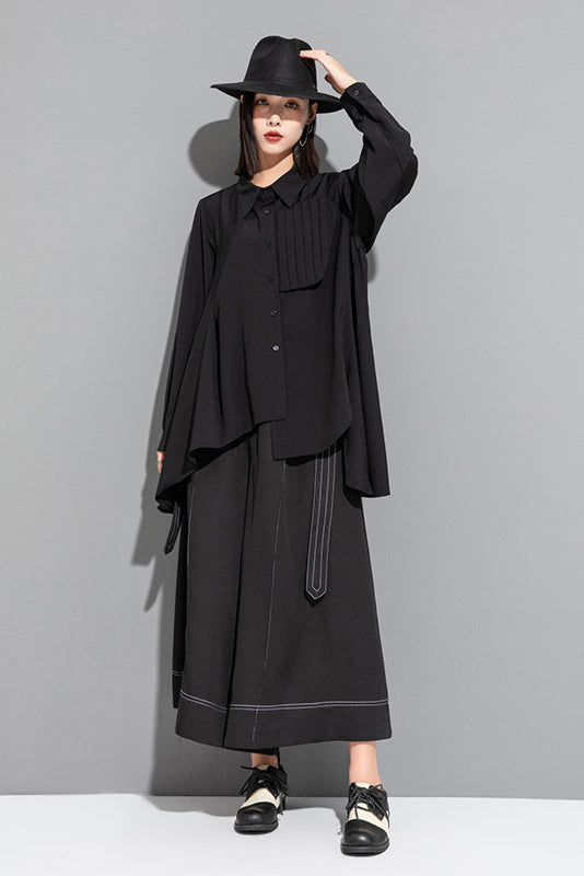 Yamamoto-style Wide-leg Open-seam Culottes
