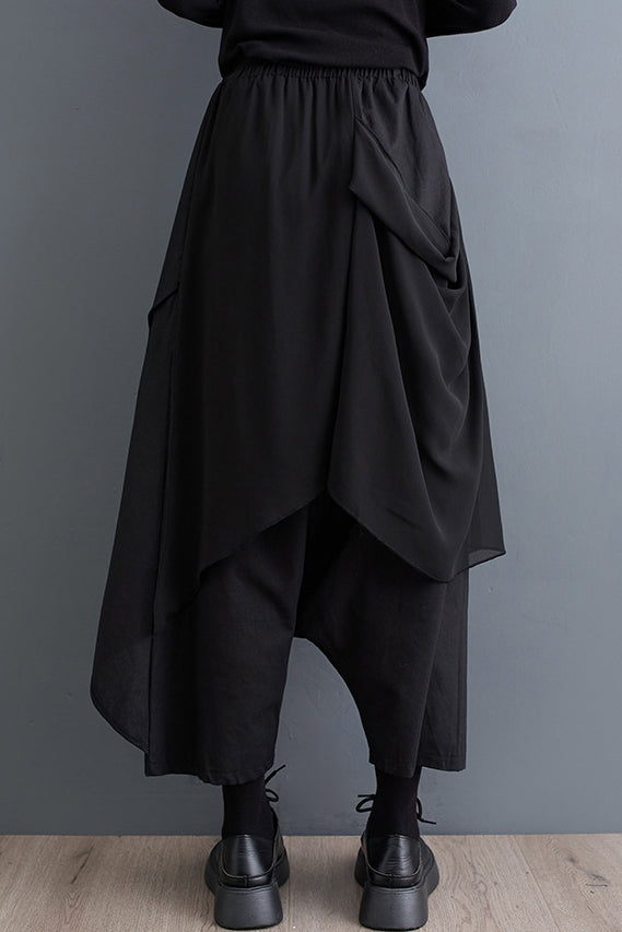 Yamamoto-style Layered Drop-crotch Cropped Pants