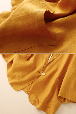 Cotton & Linen 3/4-sleeve Blazer