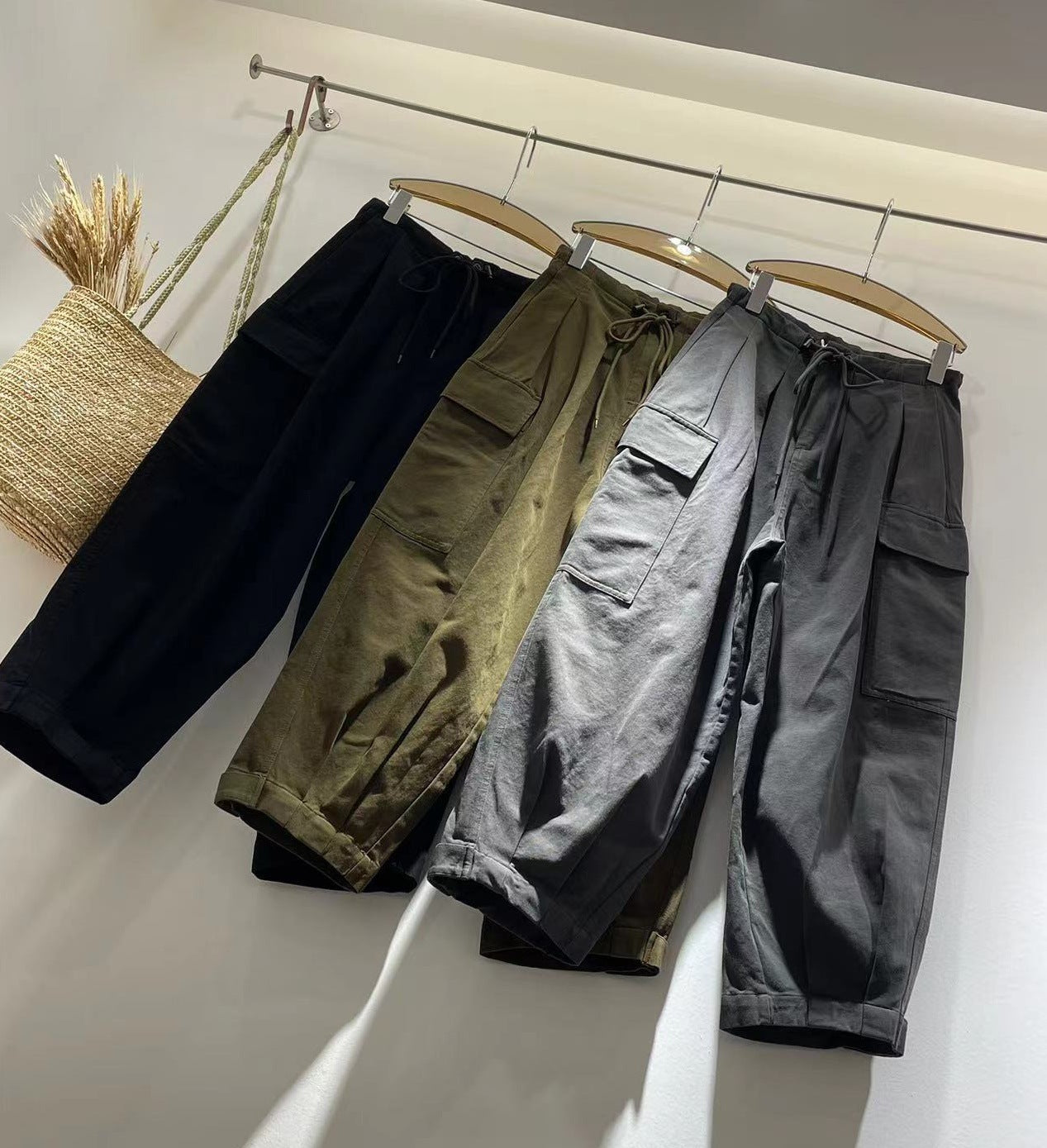 Thick-cotton Cuffed Cargo Pants