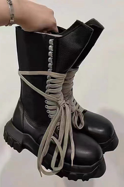 RO-style Bozo Tractor Lace-up Leather Boots