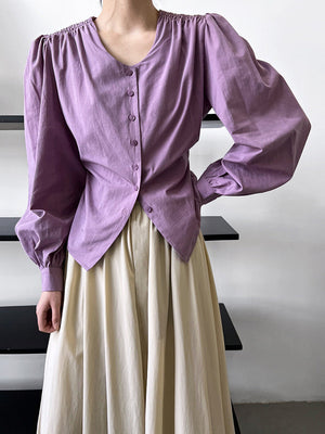 Tie-waist Puff-sleeve Shirt - UK 10 - SHIPS TO THE UK ONLY