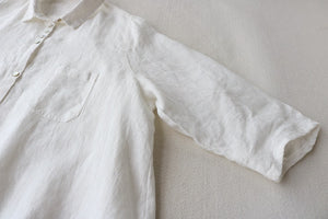Cotton & Linen 3/4-sleeve Midi Dress