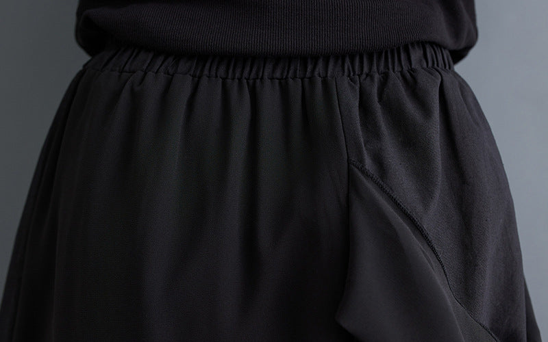 Yamamoto-style Layered Drop-crotch Cropped Pants