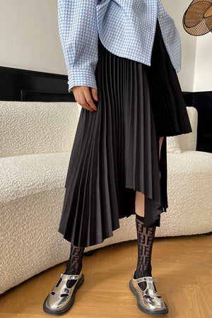 Asymmetric Pleated Skirt
