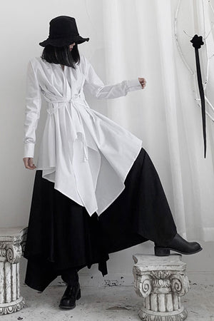 Yamamoto-style Asymmetric Wrap Shirt