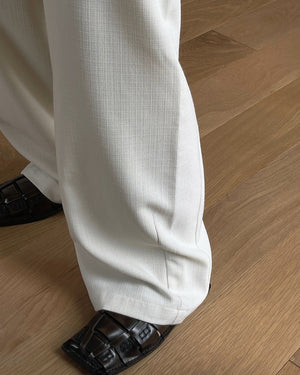 Textured Slanted-placket Wide-leg Pants
