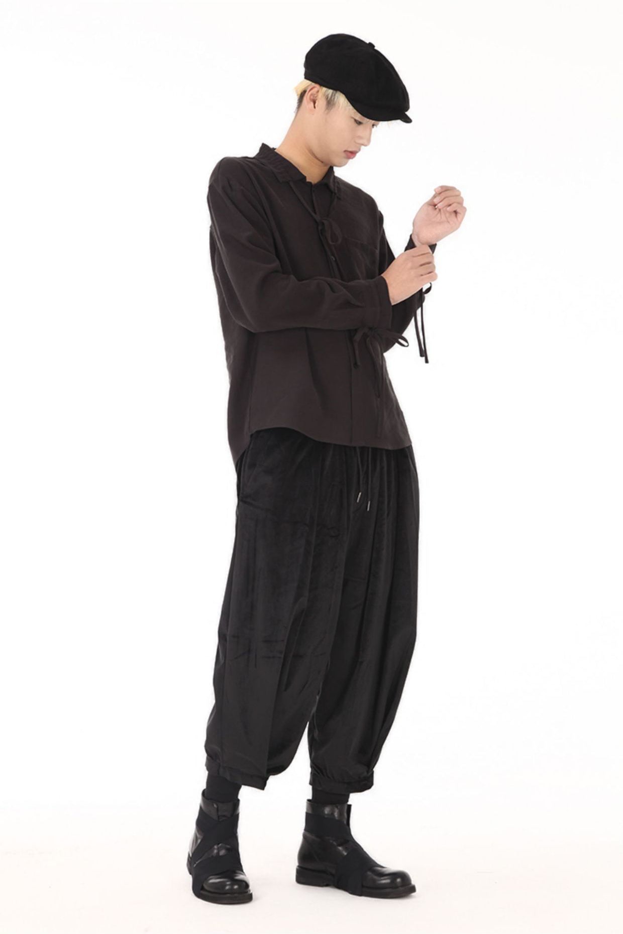 Yamamoto-style tapered-fit Cuffed Pants