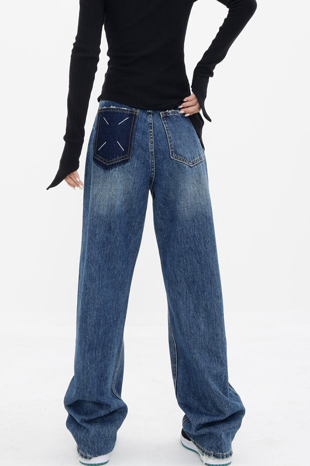Straight-leg Faded Jeans