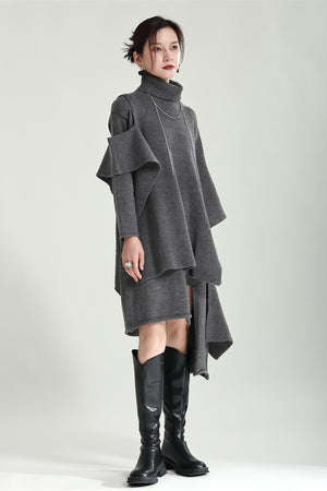 Asymmetric 2-piece Dress & Sweater Matching Set