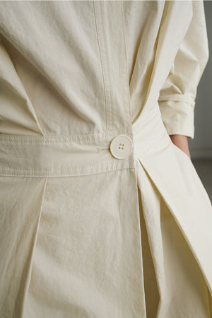 Cotton & Linen Minimalist Gathered-waist Dress