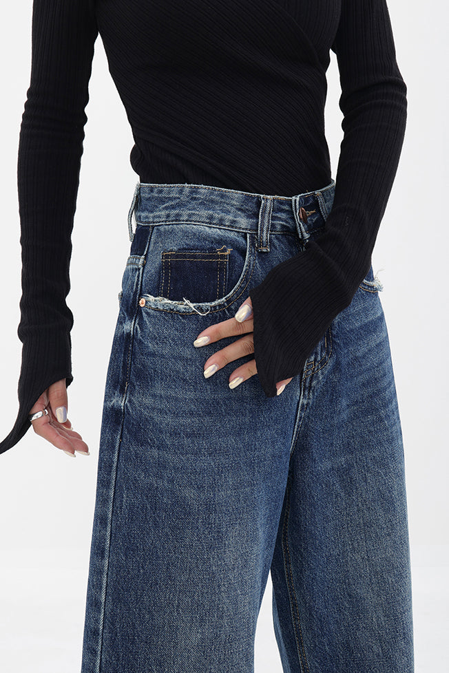 Straight-leg Faded Jeans