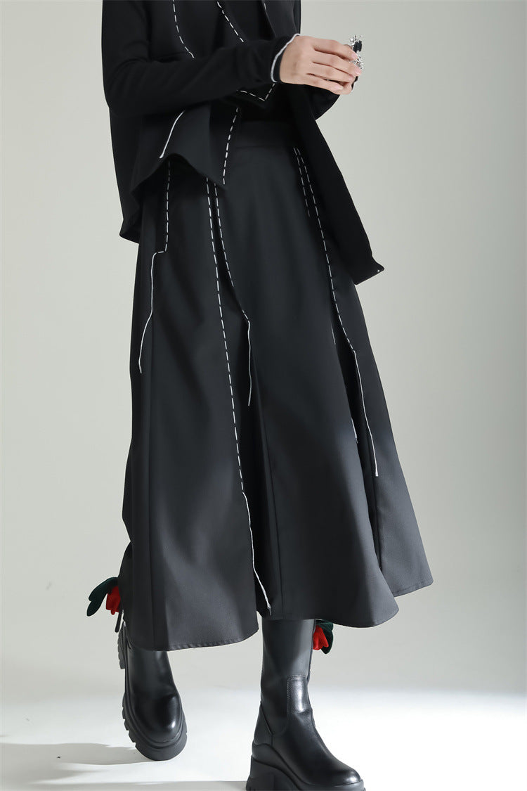Asymmetric Open-seam Skirt & Vest 2-piece Set