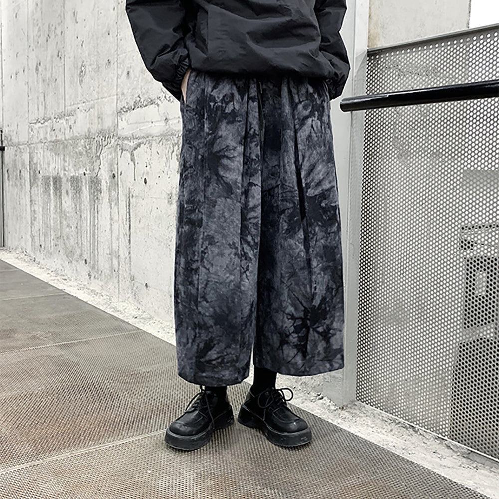 Yamamoto-style Tie-Dye Corduroy Cropped Pants