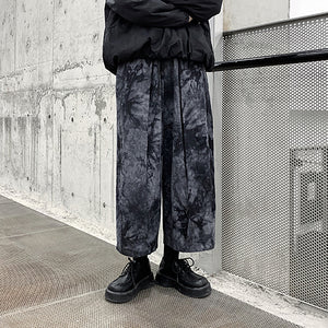 Yamamoto-style Tie-Dye Corduroy Cropped Pants